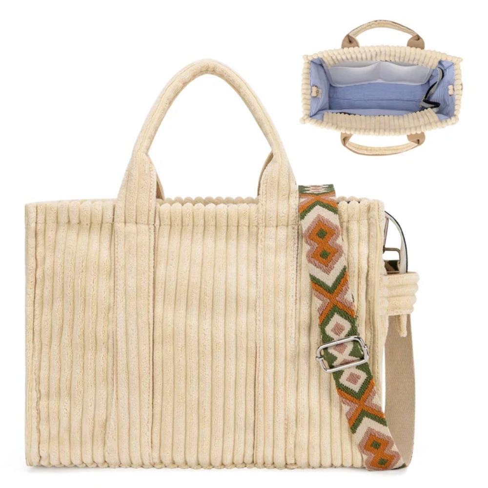 Women'S Tote Bags For Work - Torba typu tote z sztruksu dla