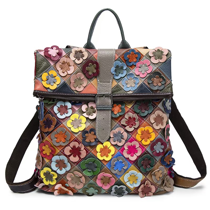 Women Bags Casual - Damski plecak vintage ze skóry naturalnej,