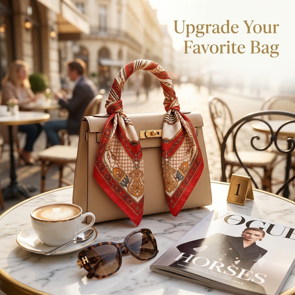 Women Bags For Office - Kwadratowa apaszka damska 50x50cm z motywem