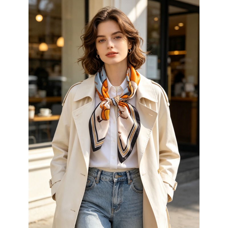 Women'S Retro Bags - Luksusowa apaszka kwadratowa ze 100% jedwabiu