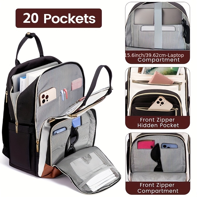 Women Bags Casual - Damski dwukolorowy plecak na laptopa, wodoodporna,