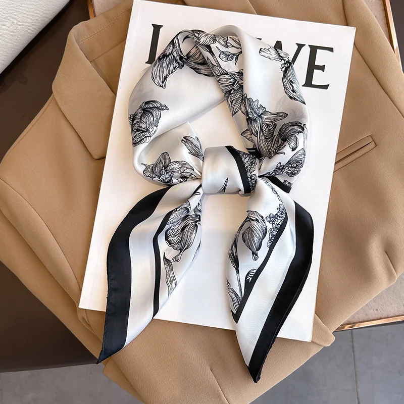 Women Bags Online - 70*70cm luksusowy kwiatowy nadruk jedwabny kwadratowy