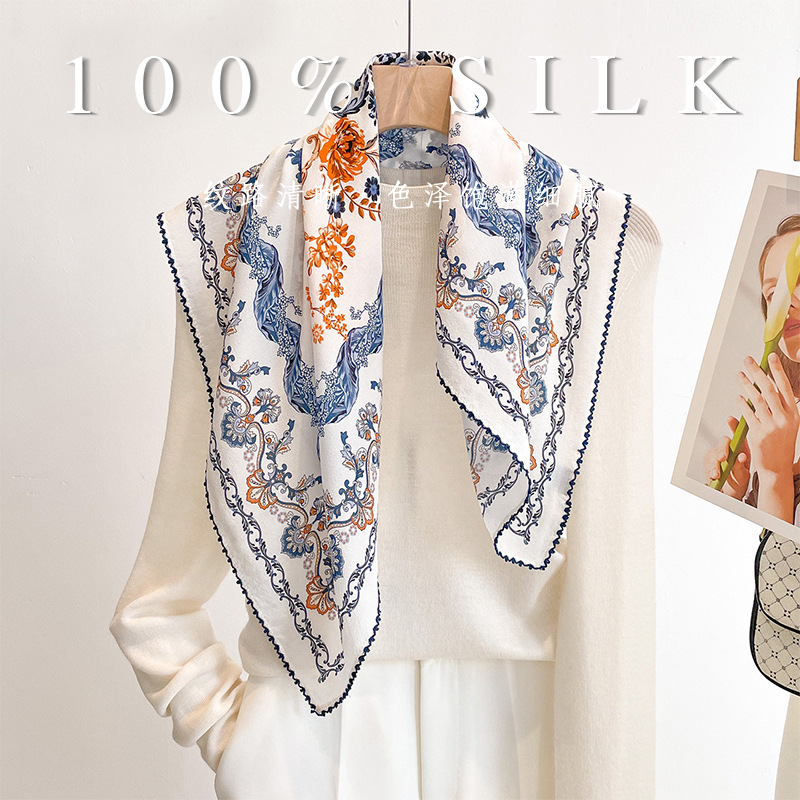 Women Bags Online - Luksusowy kwadratowy szalik ze 100% jedwabiu