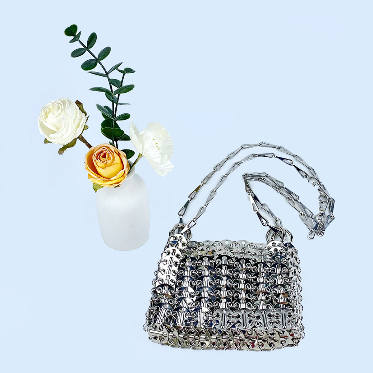 Srebrna błyszcząca torba Ręczn – Women Bags Low Price recenzja i cena